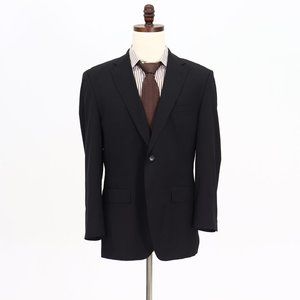Hugo Boss 42R Black Solid Wool 2-Button Sport Coat Blazer Jacket B690